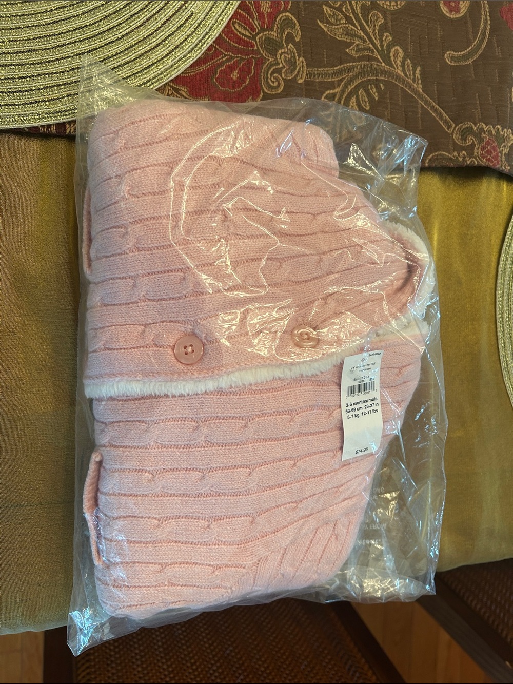 Baby Gap Pink Hooded Cable Knit Sweater Wrap